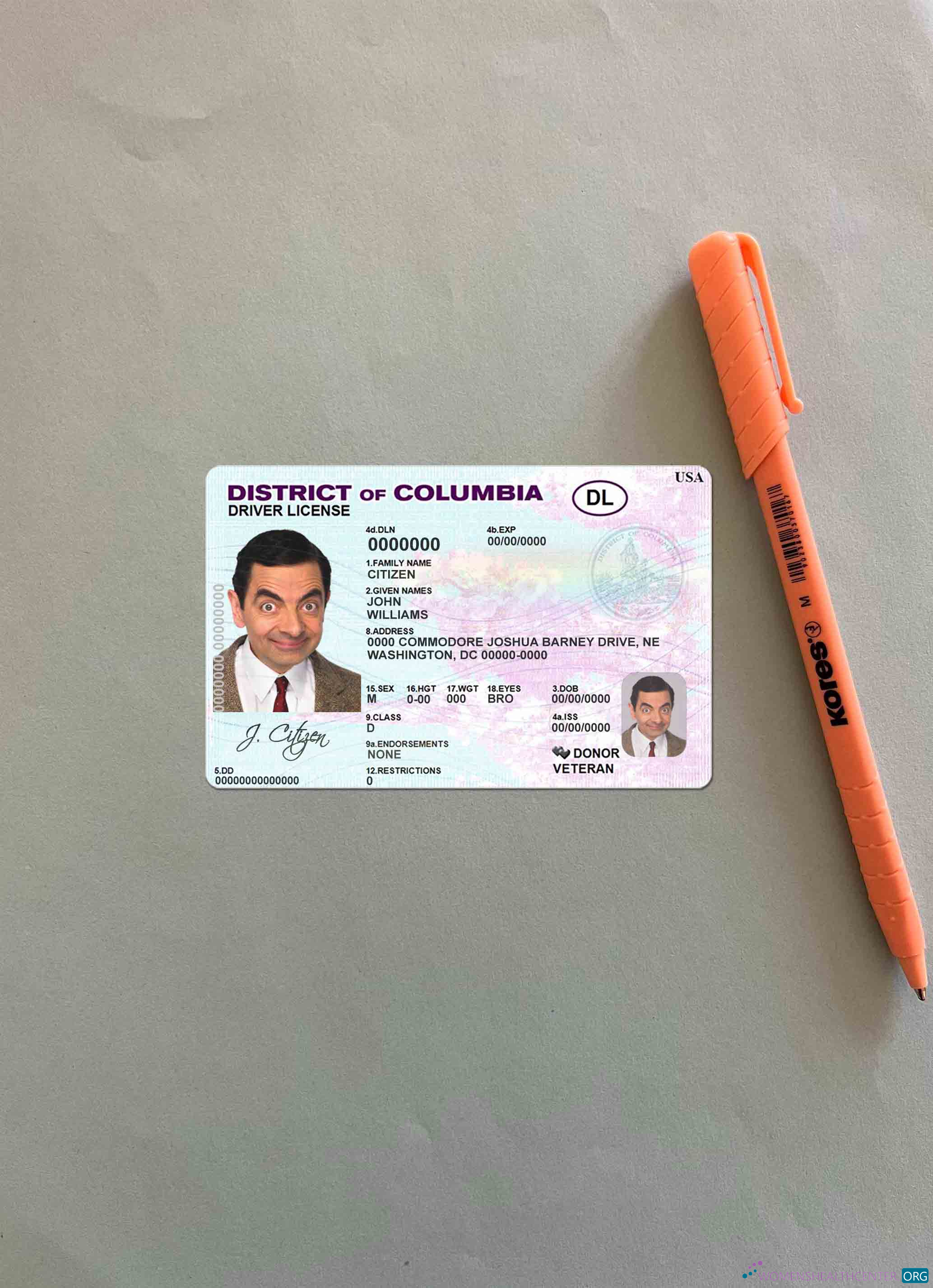 Download USA District of Columbia DL photolook FRONT Photoshop template